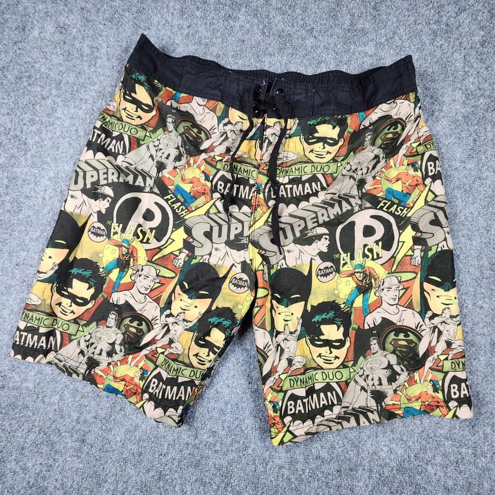 DC Comics Justice League Board Shorts Mens XL Batman Superman Flash Swim Trunks